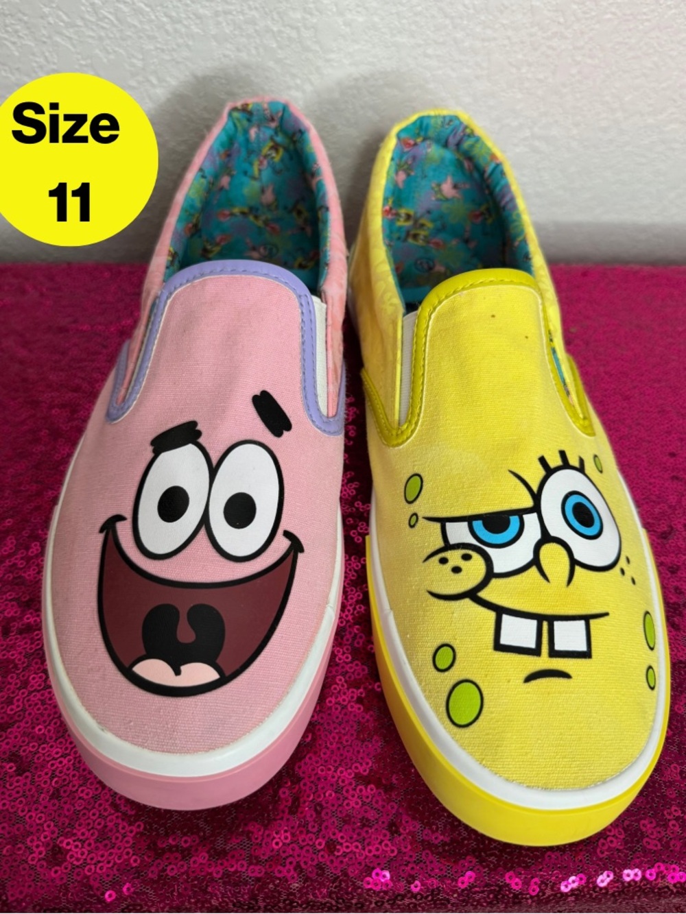GROUND UP 🧽 Slip-On SPONGE BOB, PATRICK Low Top Sneakers (Women’s 11)